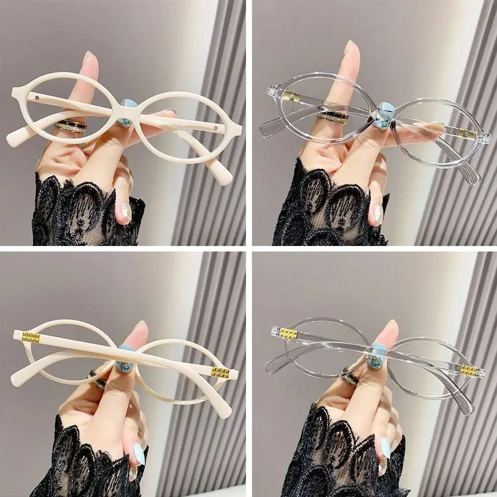 Y2K Retro Oval Frame Glasses Women Female Sweet Cool Eyewear Trend Reading Computer Anti Blue Light Eyeglasses