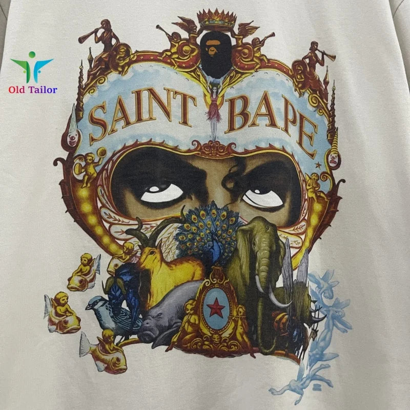 Saint 25SS Dangerous Journey Vintage Print Pattern Fashion T-shirt Short Sleeve Summer Mens Womens Tops TEE