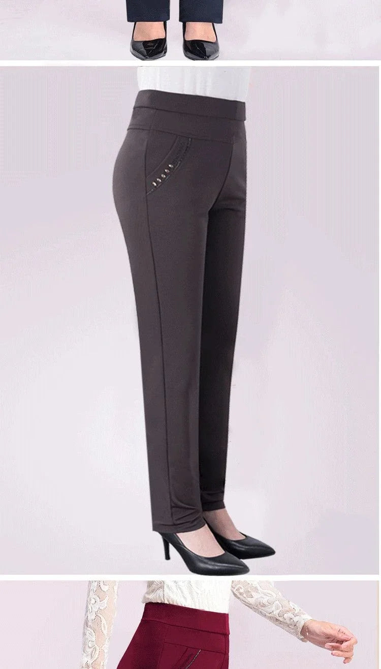 Women's Thin Casual Pants Stretch Women's Pants High Waist Straight-leg Women's Pants