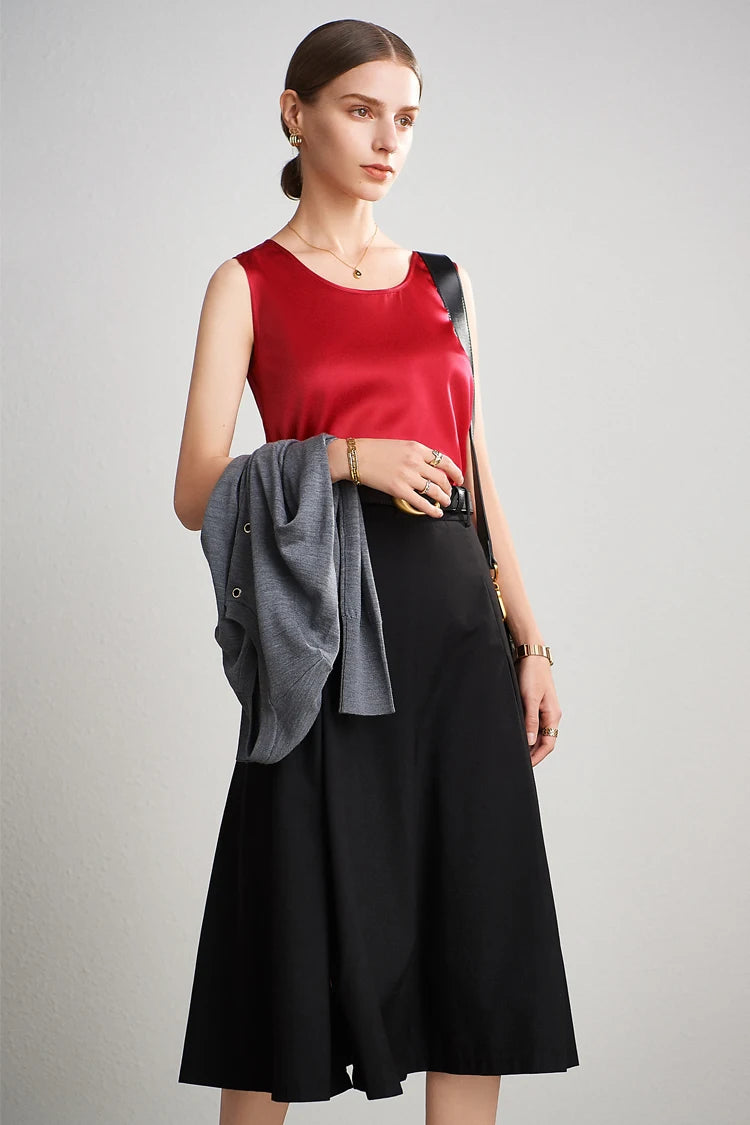SuyaDream. Débardeur basique confortable pour femmes, 100% soie véritable, t-shirt Chic sans manches à col rond, gilets d'été solides 2025, blanc, rose, Beige