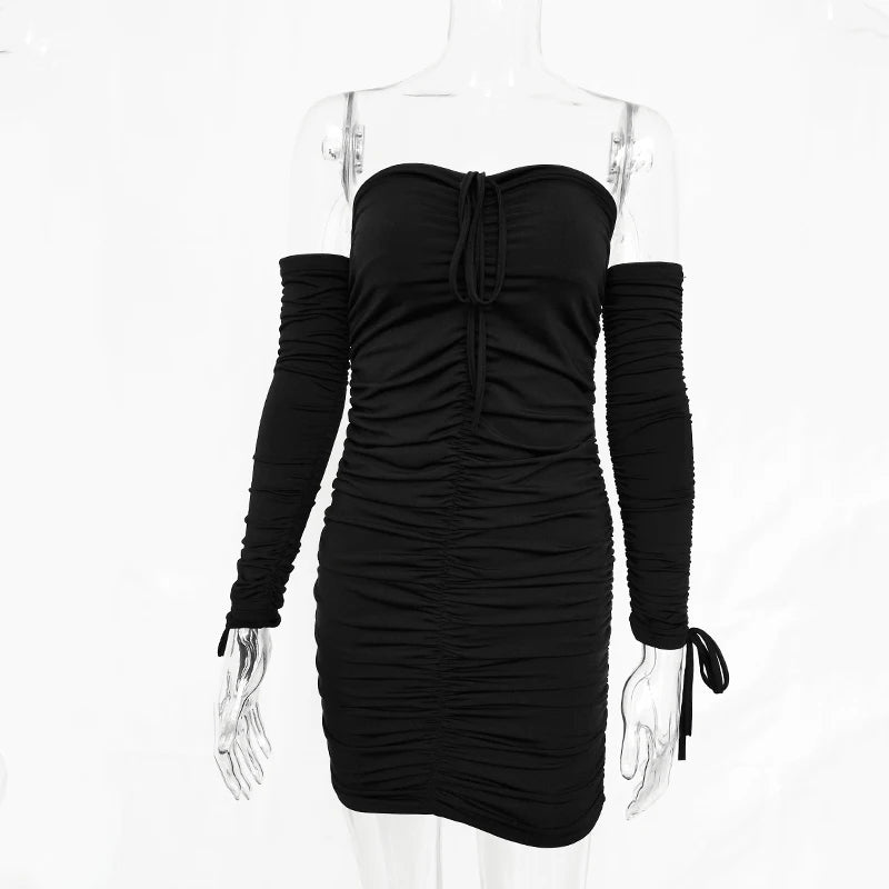 Articat – robe à bandes pour femmes, Sexy, épaules dénudées, manches longues, Slim, élastique, moulante, robes de soirée, automne hiver, 2022