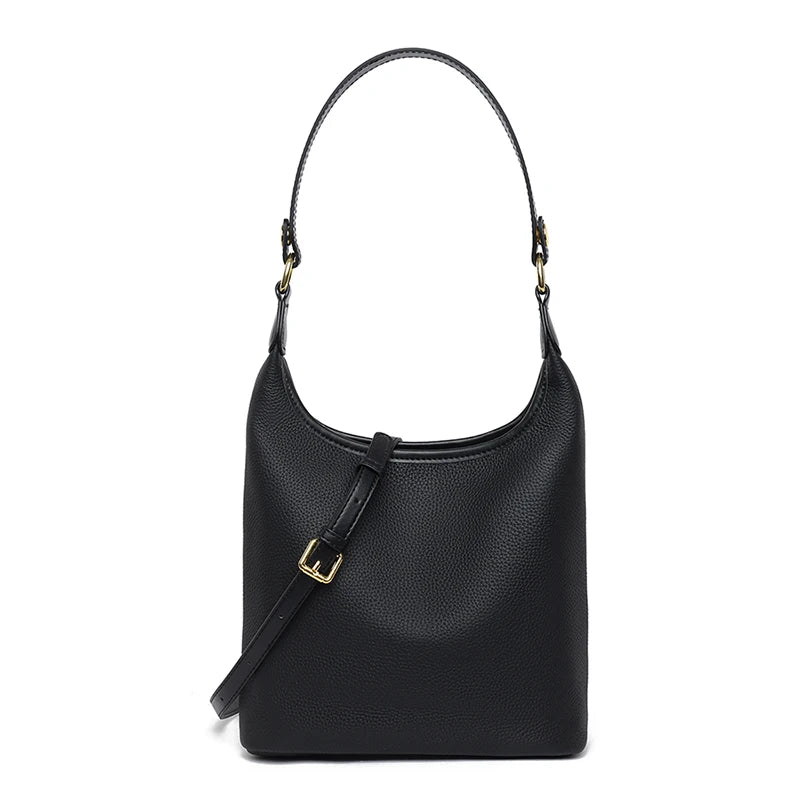 Luxury Soft Genuine Leather Women's Shoulder Crossbody Bags Designer Ladies Bucket Handbag Cow Leather Female Messenger Tote Sac
