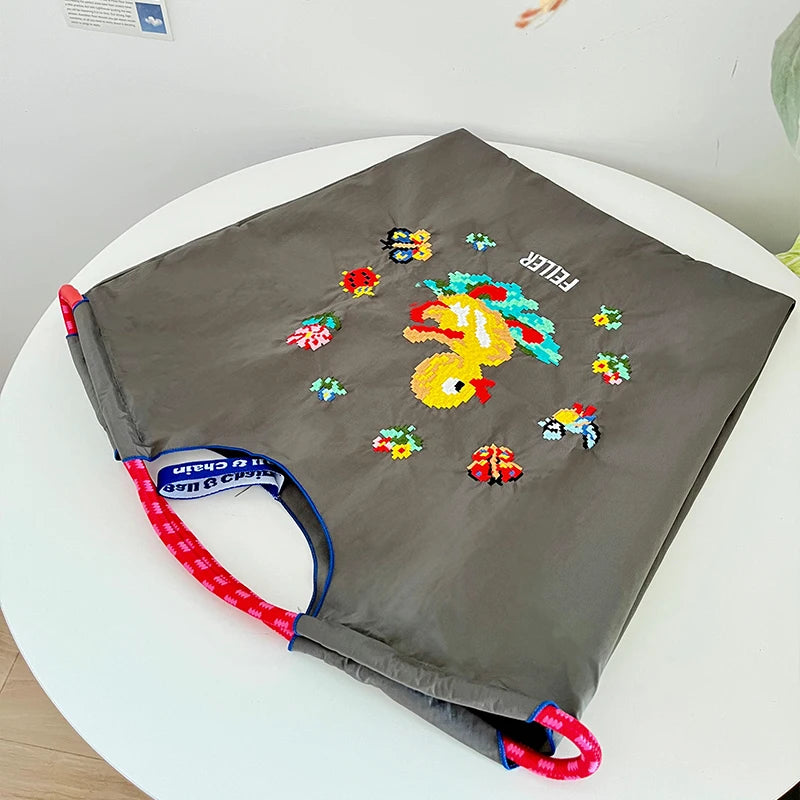 FEILER Oxford Cloth Large Draw String Hand Bag Capacity Portable Shoulder Bags Foldable Bag Embroidery Luxury Designer Bags