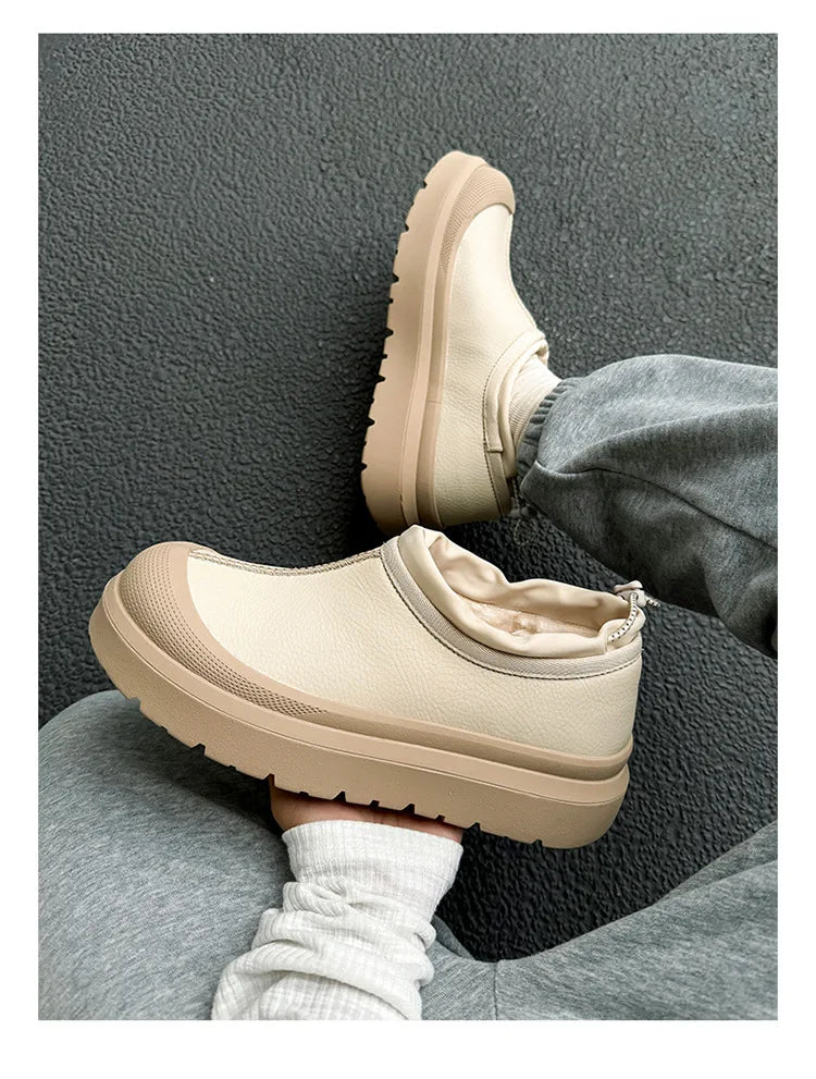 2024 Winter Same Matte Fur Integrated Velvet Thick-soled Men's and Women's Couple Contrasting Cotton Snow Boots