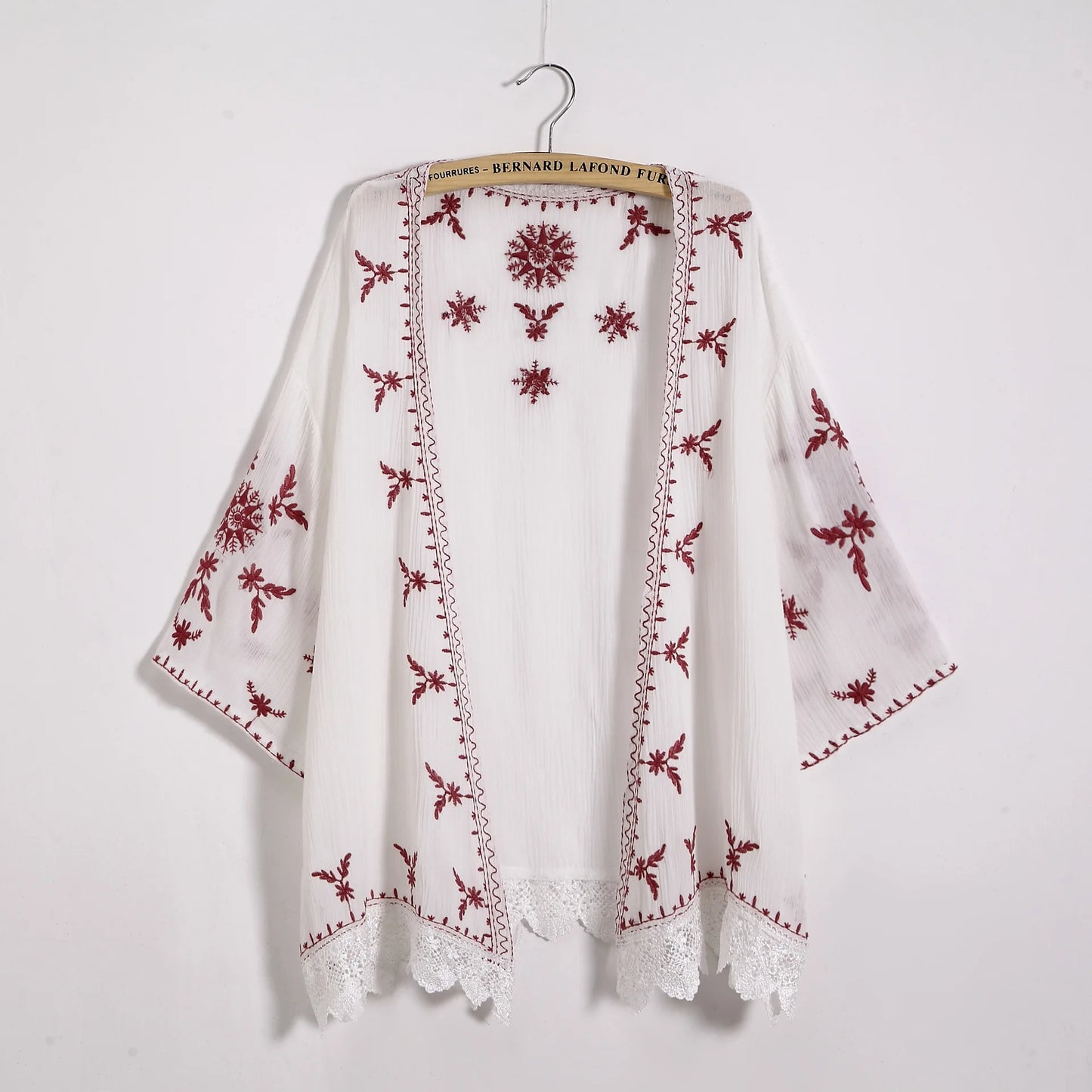 Kimono brodé pour femmes, cardigan, boho, mode, châle, chemise, chemisier, crème solaire, dentelle, vêtements d'extérieur, été, 2023