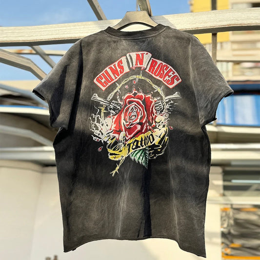 Graphics Print Vintage Washed Black Dirty Sleeveless T-Shirt Men Women Hip Hop Oversized Box Tee Best Quality Cotton T Shirt