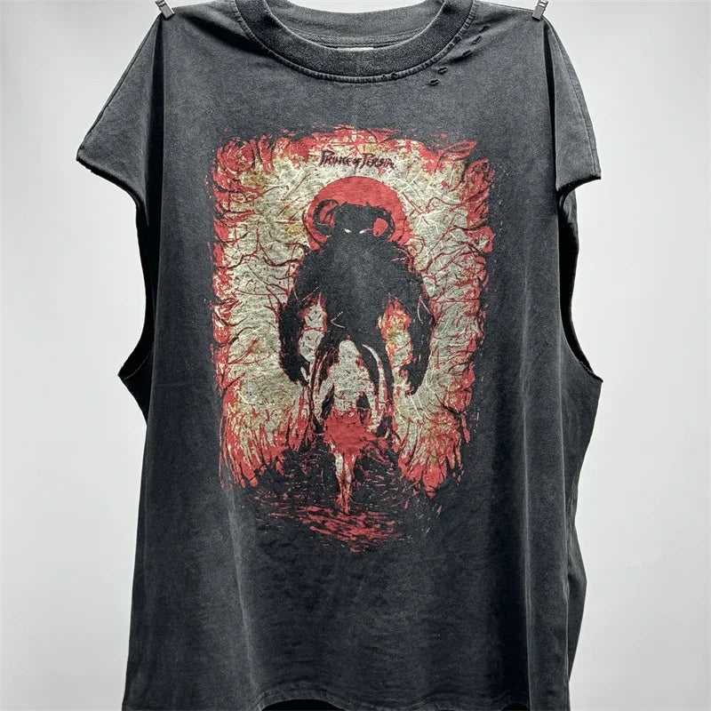 SAINT The Sand Of Time T-Shirts 2025ss Dirty Soil Spray Hand Worn Tank Top T Shirt Tee