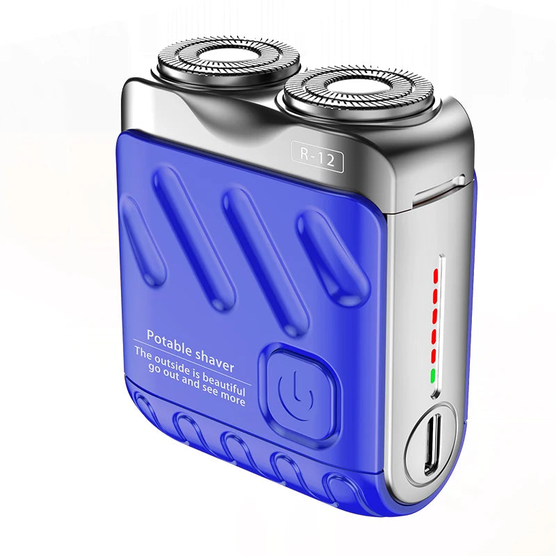 Mini Electric Shaver Dual Head Waterproof Type-C Rechargeable Shaver Travel Rotary Razor Men's Portable Hair Beard Trimmer Tool