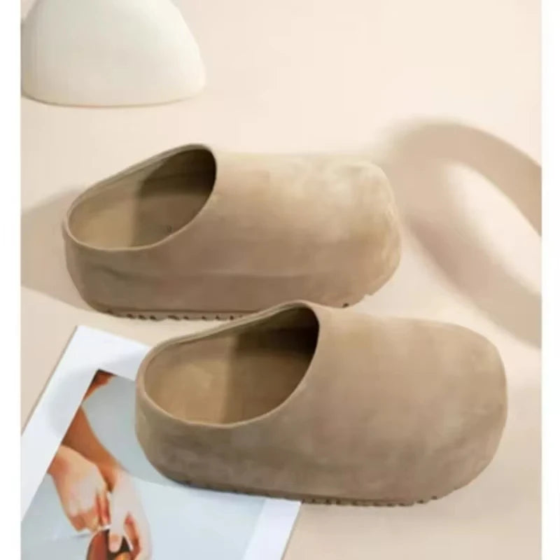 Shoes Woman 2024 Round Toe Clogs Platform Slip-on All-Match New Summer Creepers Slip On Comfortable Concise Slipper Slides