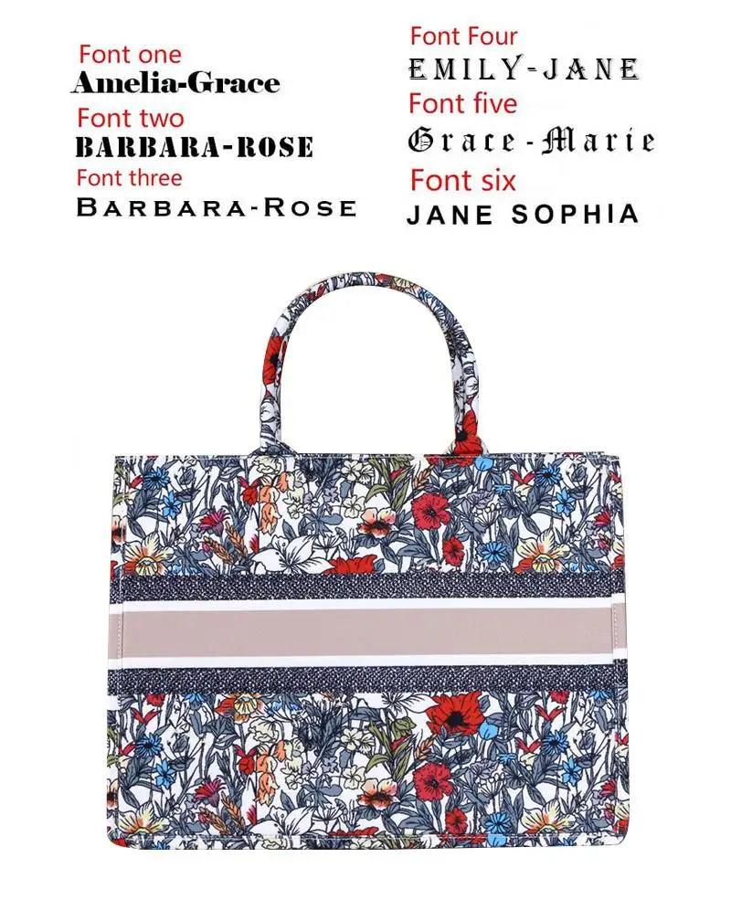 Spring And Summer Personalized Fashion Printing Large Capacity Canvas Bag Name Custom Book tote Women Commuter Travel Bag