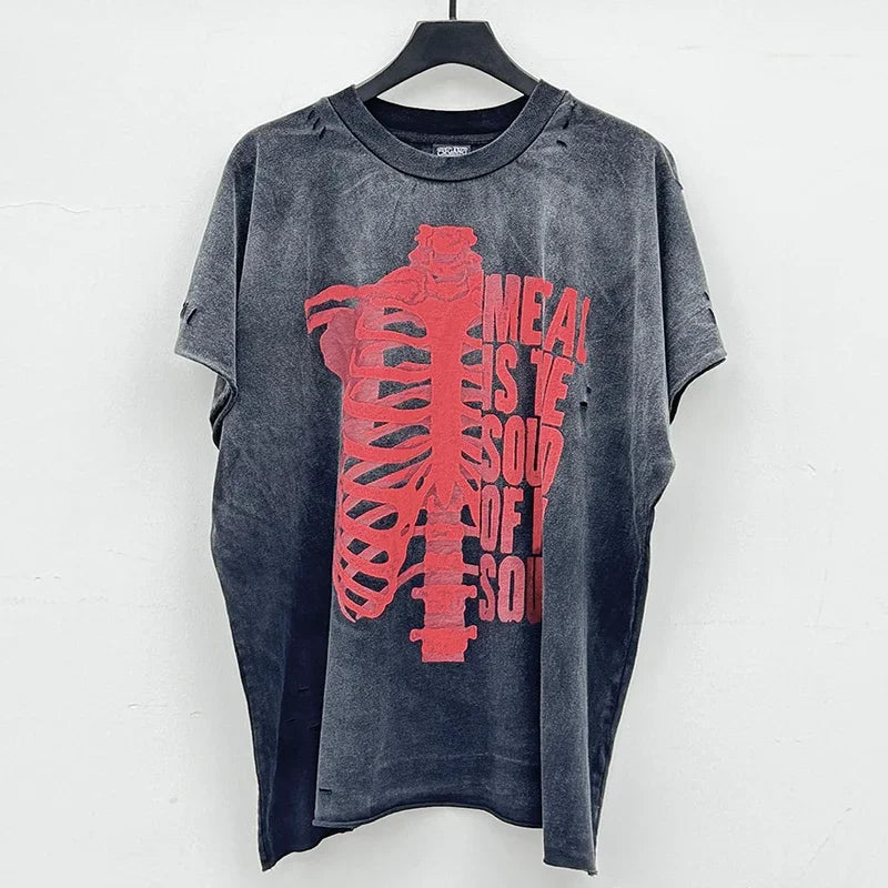 Graphics Print Vintage Washed Black Dirty Sleeveless T-Shirt Men Women Hip Hop Oversized Box Tee Best Quality Cotton T Shirt