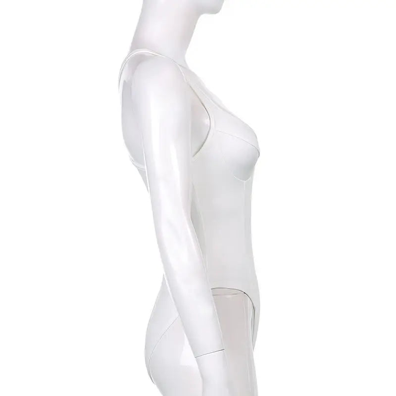 Sexy American Retro Sleeveless White Women's Bodysuits Fashion Basic Slim Outfits Chic Bodycon Jumpsuit Y2K Body Tops Summer