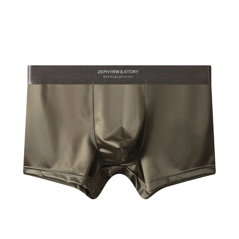 Luxury Ice Silk Satin-like Men's Boxershort Panties 3D Double-layer Crotch Breathable Comfortable Cool Underpants Man Underwear