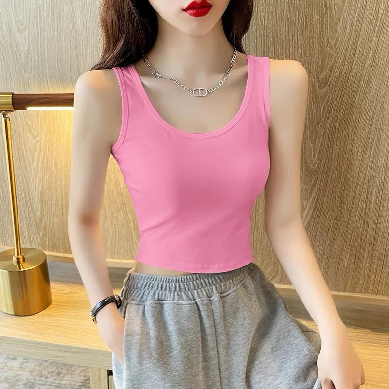 Débardeur court en 2024 coton pour femme, bustier tubulaire, couleur bonbon, mode, sexy, décontracté, gla2XL, 100%