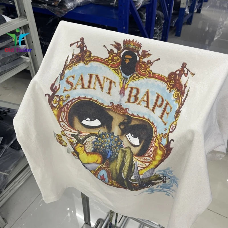 Saint 25SS Dangerous Journey Vintage Print Pattern Fashion T-shirt Short Sleeve Summer Mens Womens Tops TEE