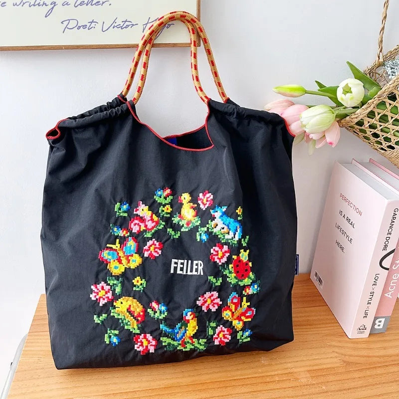 FEILER Oxford Cloth Large Draw String Hand Bag Capacity Portable Shoulder Bags Foldable Bag Embroidery Luxury Designer Bags