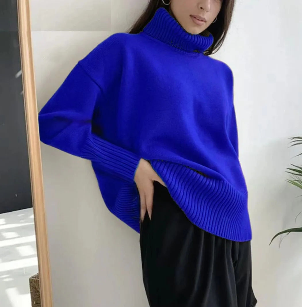 Oversized Women Cashmere Turtleneck Sweater Basics Knitted Jumpers Top Autumn Winter Warm Female Pullvers Sweater