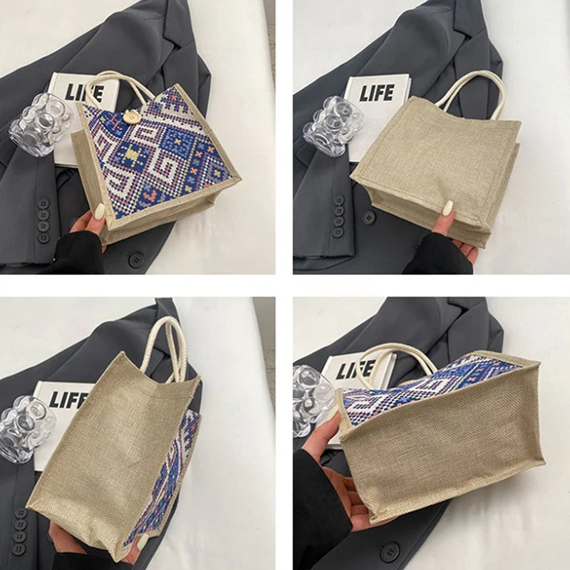 Canvas Bags For Women Shoulder Bag Retro Casual Tote Handbags Ethnic Style Large Capacity Hand Bags Japanese Style Student Bag
