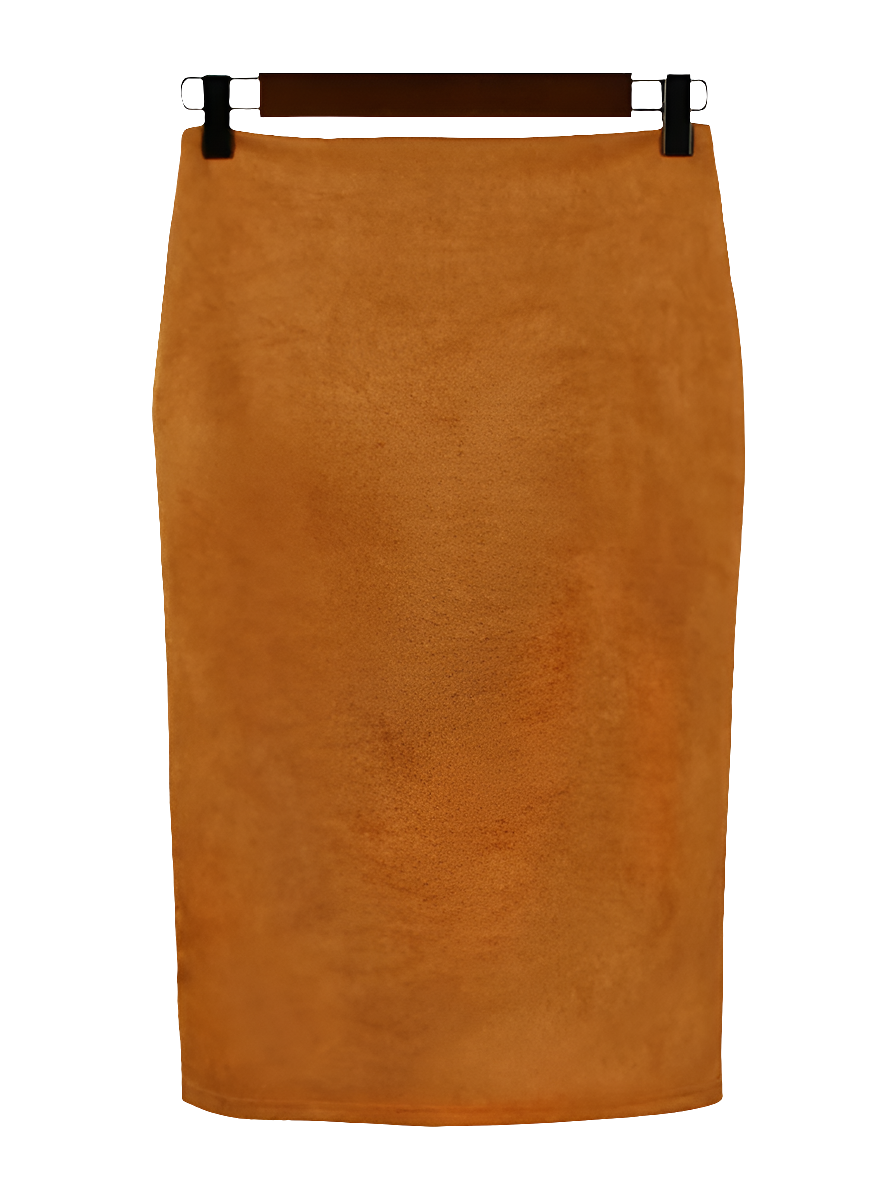 Jupe crayon mi-longue en daim multicolore pour femmes, Sexy, mode, élastique, taille haute, bureau, moulante, Saias, 2024