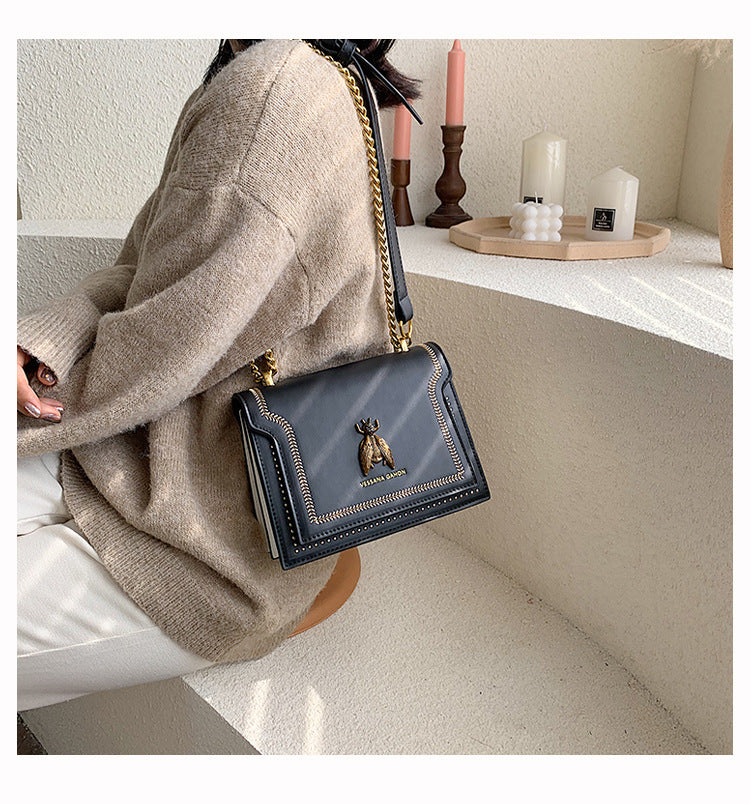 Sam Luxury Brand Women Handbag 2024 New Retro Bee Female Shoulder Bag Simple High Quality Leather Designer Crossbody Bags