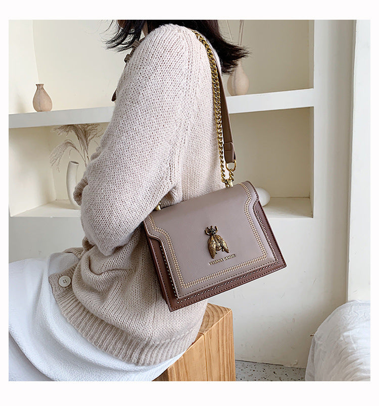 Sam Luxury Brand Women Handbag 2024 New Retro Bee Female Shoulder Bag Simple High Quality Leather Designer Crossbody Bags
