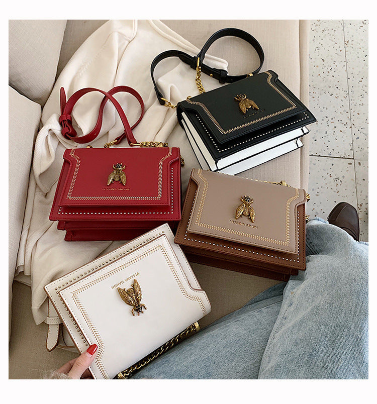 Sam Luxury Brand Women Handbag 2024 New Retro Bee Female Shoulder Bag Simple High Quality Leather Designer Crossbody Bags