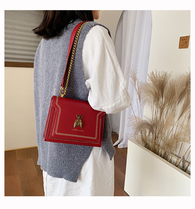 Sam Luxury Brand Women Handbag 2024 New Retro Bee Female Shoulder Bag Simple High Quality Leather Designer Crossbody Bags