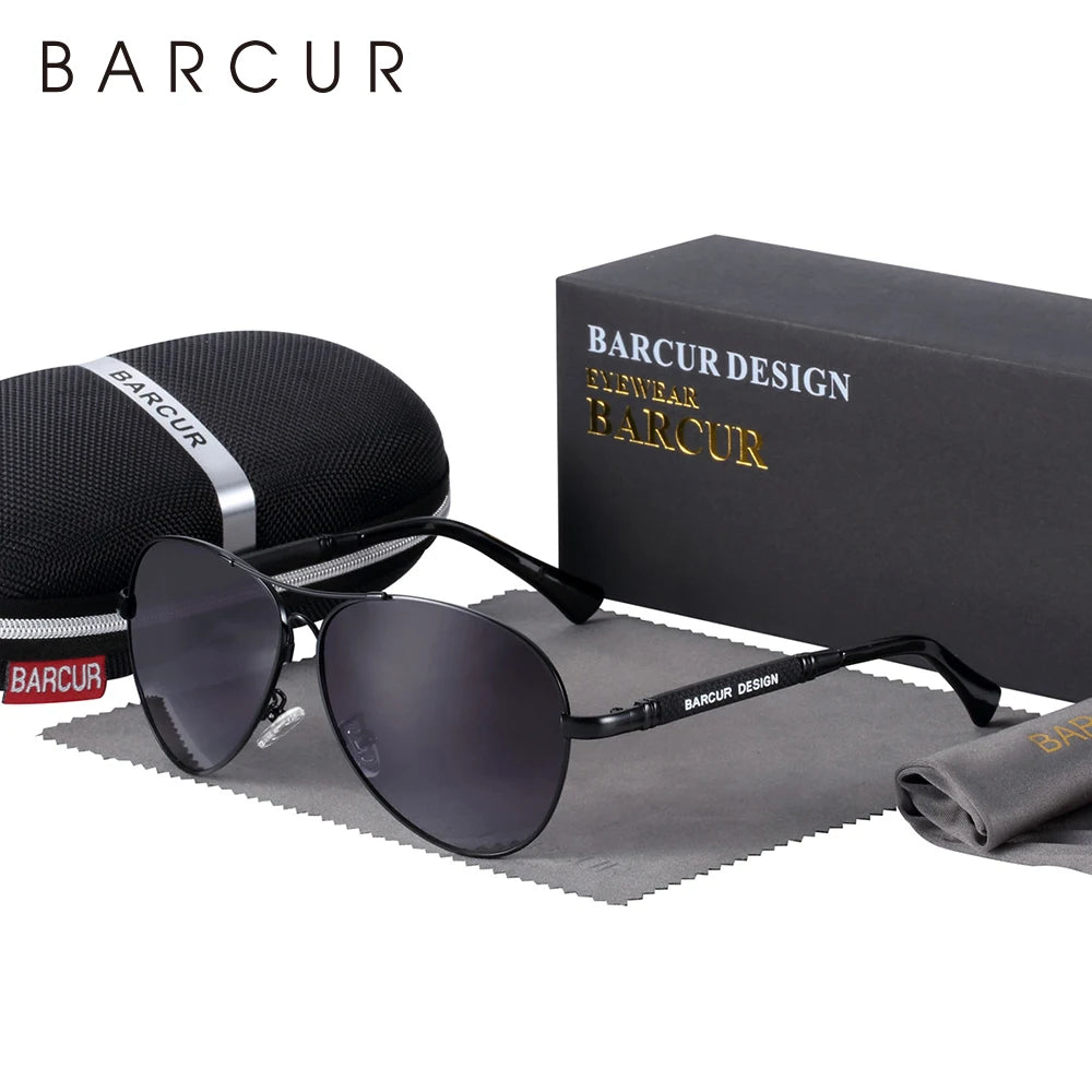 BARCUR Design titane alliage lunettes de soleil polarisées hommes lunettes de soleil femmes pilote dégradé lunettes miroir nuances