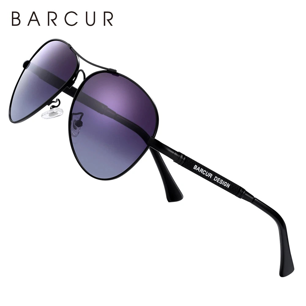 BARCUR Design titane alliage lunettes de soleil polarisées hommes lunettes de soleil femmes pilote dégradé lunettes miroir nuances