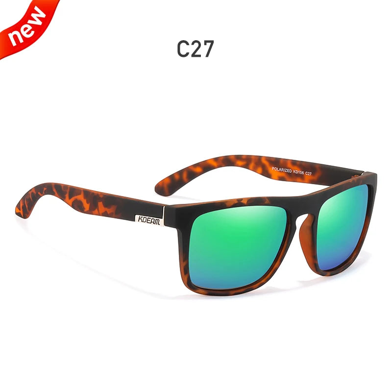 KDEAM-Lunettes de soleil polarisées pour hommes, lunettes de soleil miroir tout adaptées, design classique, boîte de marque CE, mode