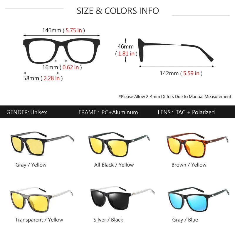 AOWEAR-Lunettes de vision nocturne HD pour hommes, lunettes de soleil à lentille jaune, lunettes polarisées pour la conduite nocturne en toute sécurité, Oculos Gafas De Sites