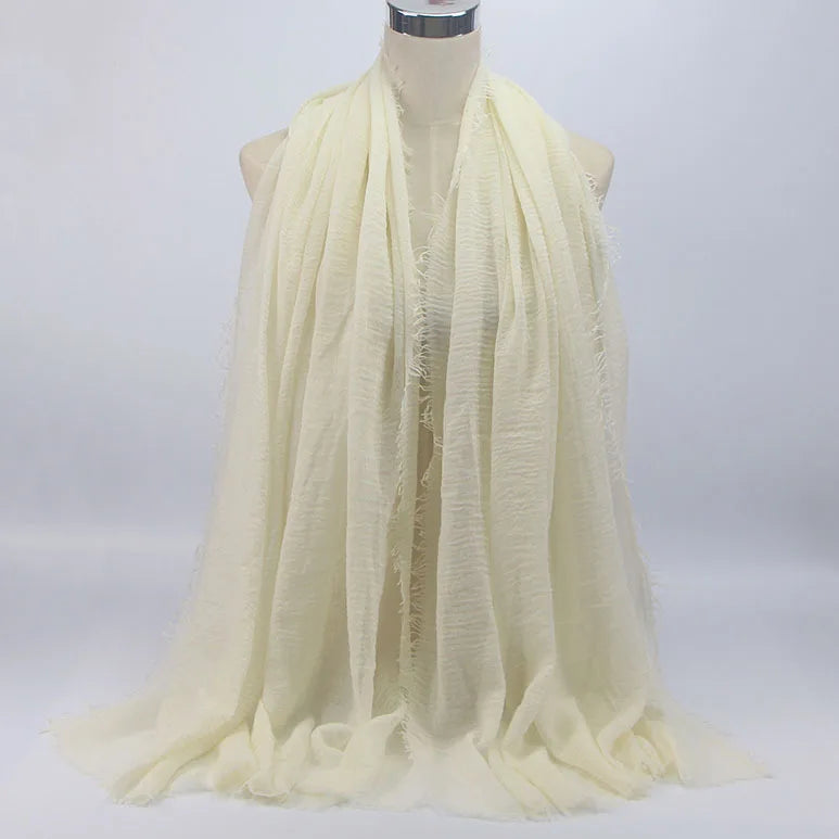 Wholesale Price 70*180cm Women Muslim Crinkle Hijab Scarf Femme Musulman Soft Cotton Headscarf Islamic Hijab Shawls And Wraps