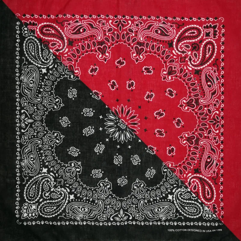 Nouvelle mode Hip Hop 100% coton Bandana carré écharpe 55 cm * 55 cm noir rouge Paisley bandeau imprimé pour femmes/hommes/garçons/filles
