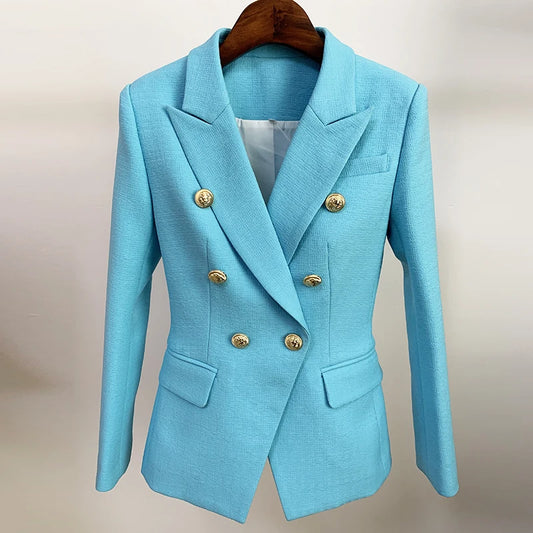 Veste Blazer de styliste Baroque pour femmes, haute qualité, boutons Lion argentés, Double boutonnage, vêtements d'extérieur, nouvelle mode 2022