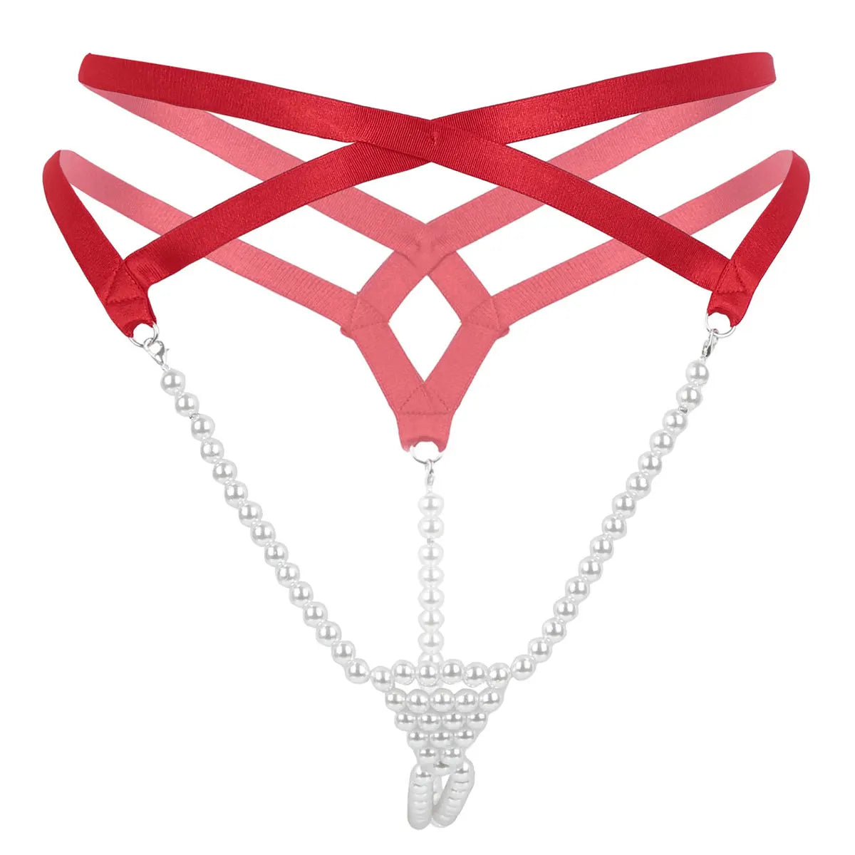 Women Erotic Mini Lingerie Low Rise T-Back Open Butt Stretchy Pearl G-String Thong Briefs Underwear