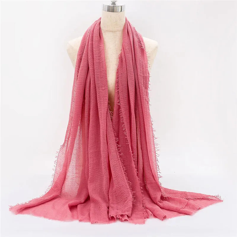Wholesale Price 70*180cm Women Muslim Crinkle Hijab Scarf Femme Musulman Soft Cotton Headscarf Islamic Hijab Shawls And Wraps