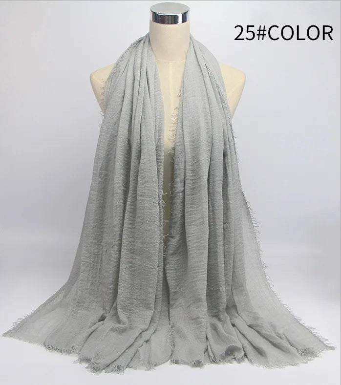 Wholesale Price 70*180cm Women Muslim Crinkle Hijab Scarf Femme Musulman Soft Cotton Headscarf Islamic Hijab Shawls And Wraps