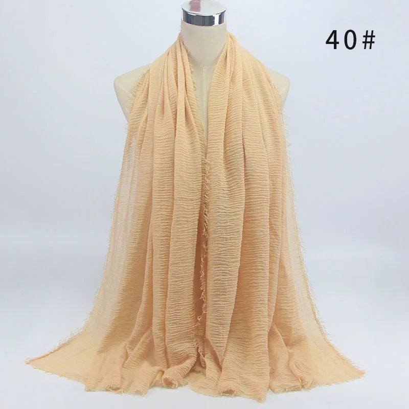 Wholesale Price 70*180cm Women Muslim Crinkle Hijab Scarf Femme Musulman Soft Cotton Headscarf Islamic Hijab Shawls And Wraps