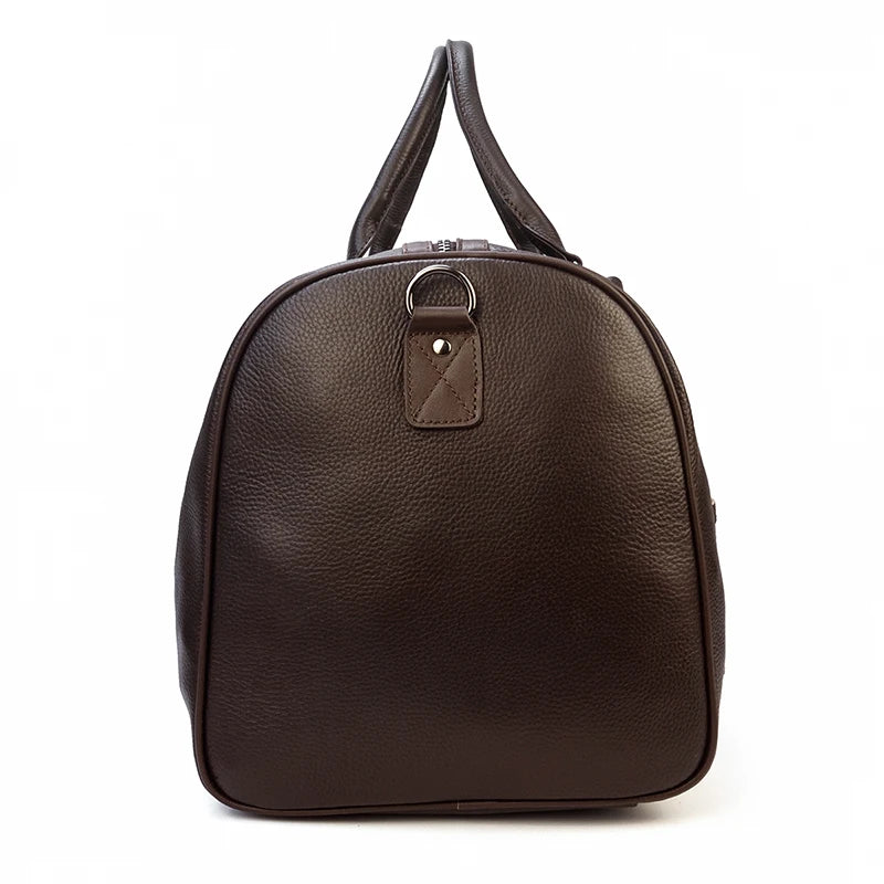 Sac de voyage en cuir véritable de grande capacité pour hommes et femmes, en cuir de vache noir souple, polochon de voyage décontracté, grand sac à bandoulière pour week-end