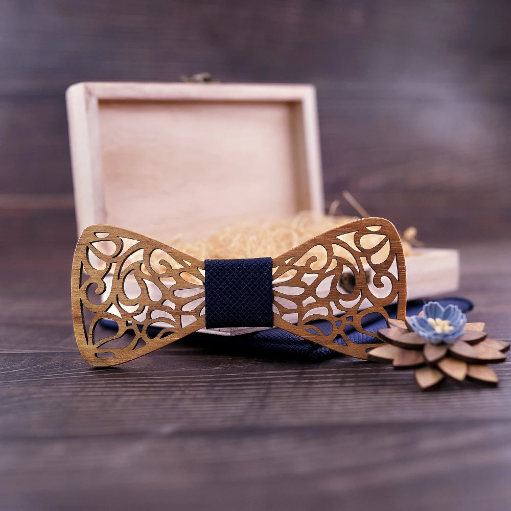 Mahoosive nouveaux nœuds papillon en bois à fleurs pour hommes noeud papillon creux papillons costume de mariage noeud papillon en bois chemise krawatte nœuds papillon cravate mince