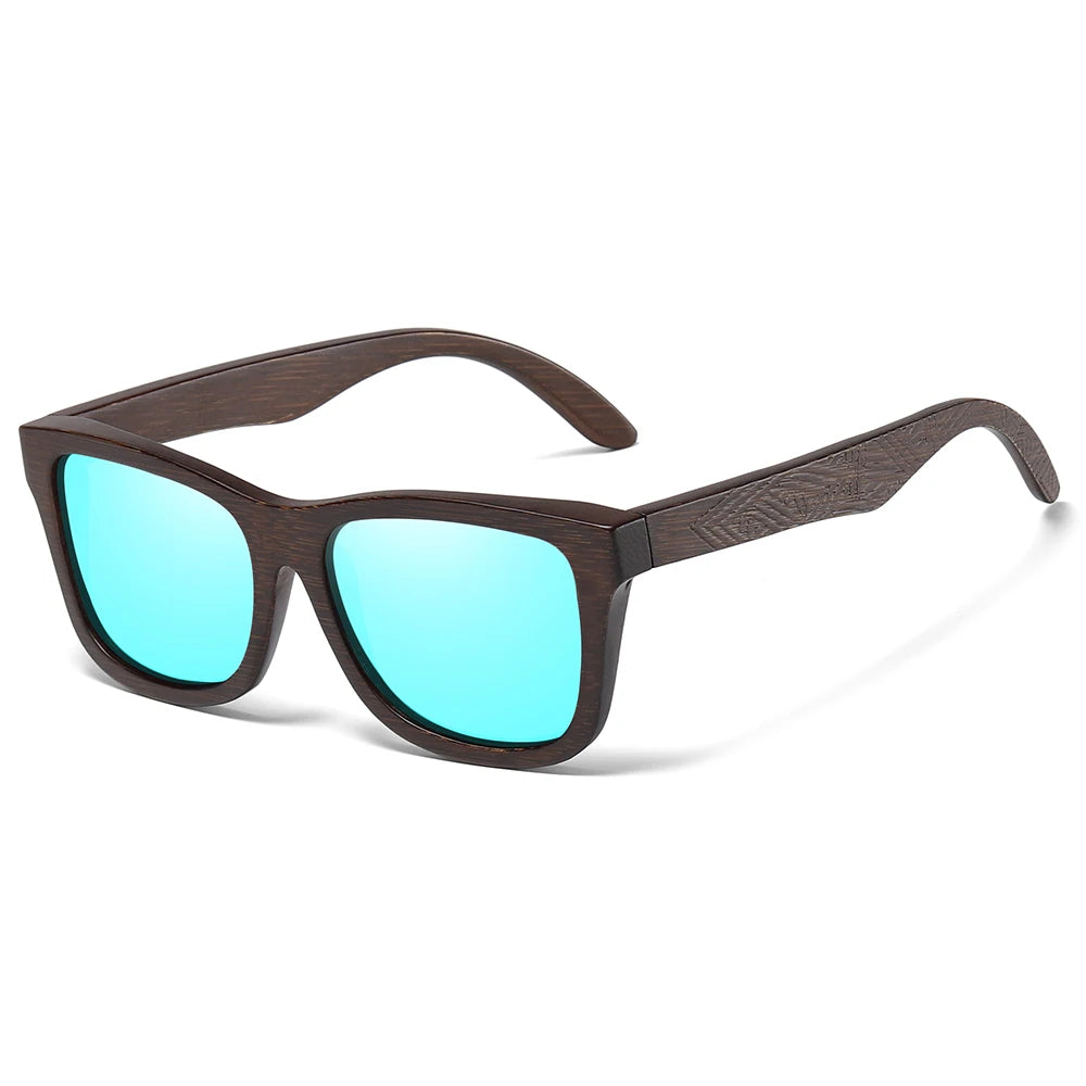 GM lunettes de soleil en bois de bambou naturel lunettes polarisées faites à la main lentilles de revêtement miroir lunettes avec boîte-cadeau