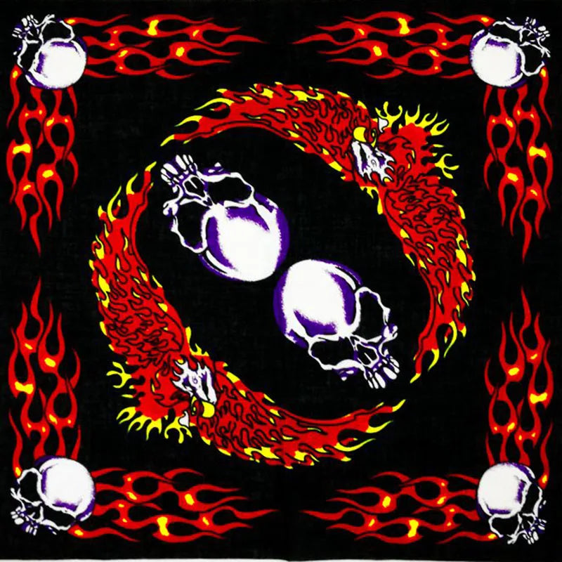 Nouveau Design de mode Hip Hop 100% coton crâne Bandana carré écharpe noir Paisley vélo bandeau pour femmes/hommes/garçons/filles