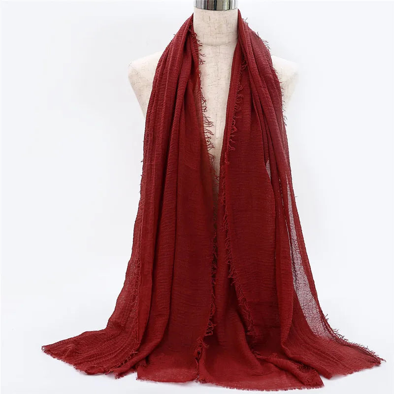 Wholesale Price 70*180cm Women Muslim Crinkle Hijab Scarf Femme Musulman Soft Cotton Headscarf Islamic Hijab Shawls And Wraps