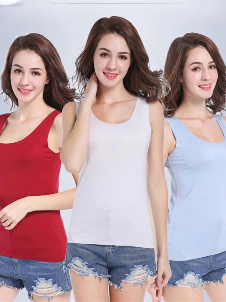 Débardeur sans couture pour femmes, couleur unie, gilet Modal doux, t-shirt sans manches, blanc, sans trace, haute qualité, été, 2022