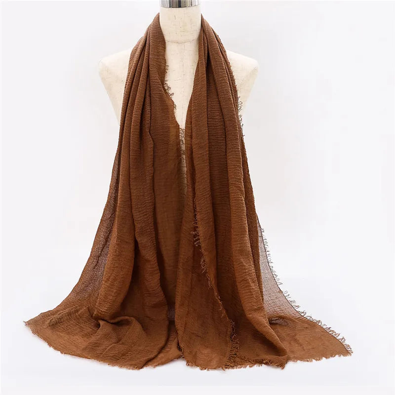 Wholesale Price 70*180cm Women Muslim Crinkle Hijab Scarf Femme Musulman Soft Cotton Headscarf Islamic Hijab Shawls And Wraps