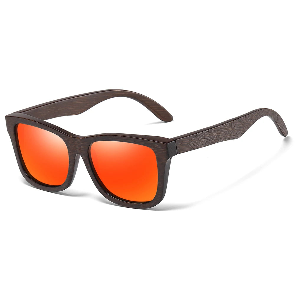 GM lunettes de soleil en bois de bambou naturel lunettes polarisées faites à la main lentilles de revêtement miroir lunettes avec boîte-cadeau