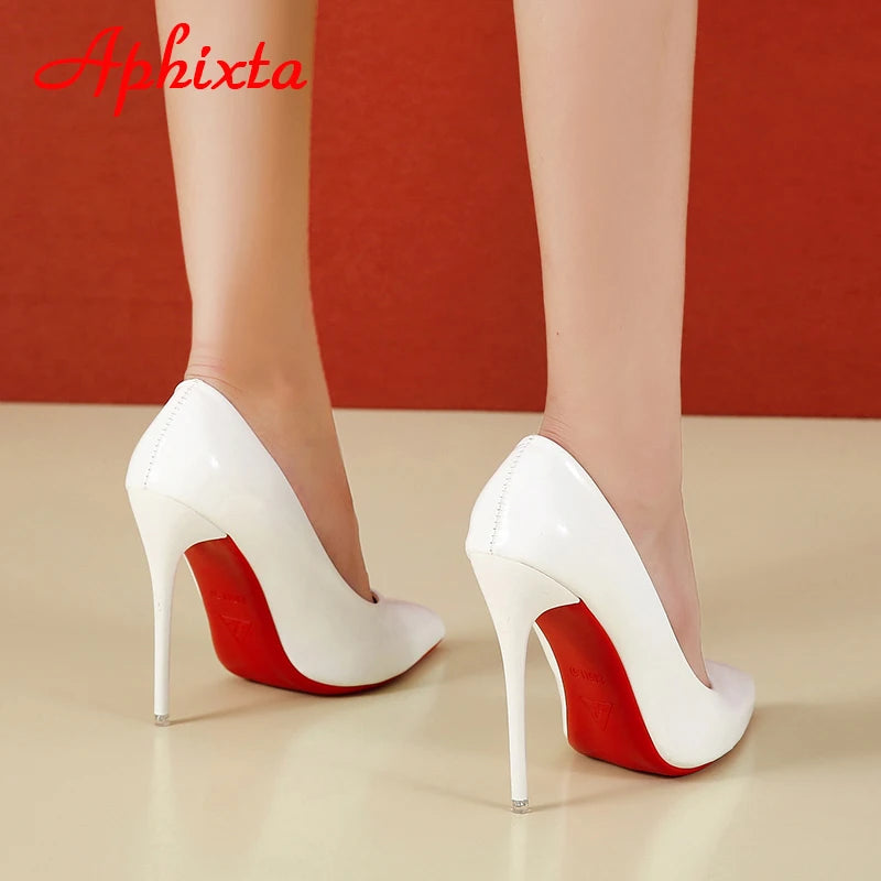 Aphixta 12cm Super High Thin Heels Pumps Women Shoes Pointed Toe Patent Leather Wedding Colorful Dress Stiletto Heel Shoes Woman