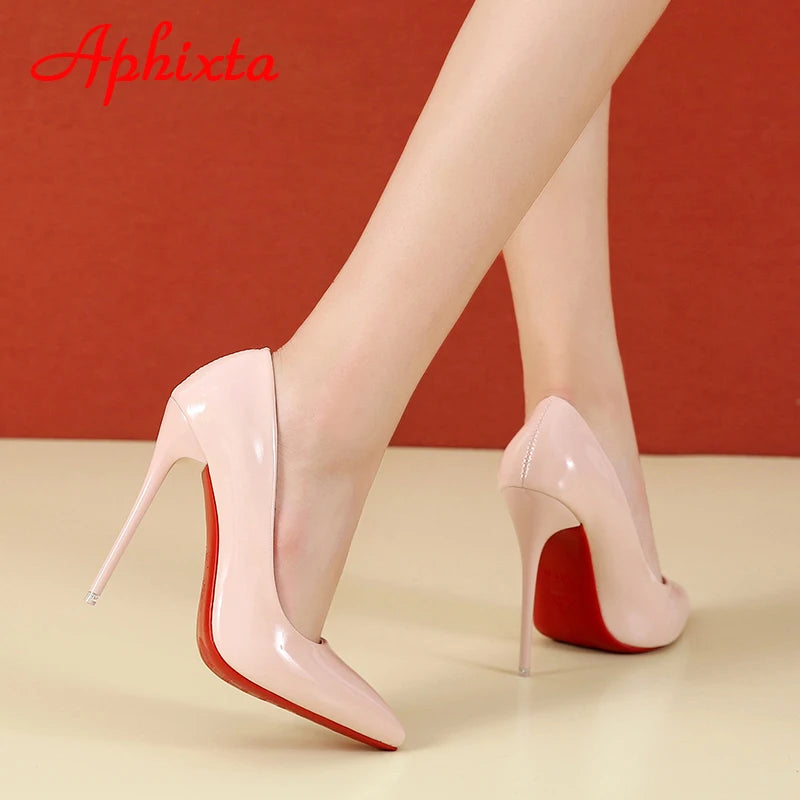 Aphixta 12cm Super High Thin Heels Pumps Women Shoes Pointed Toe Patent Leather Wedding Colorful Dress Stiletto Heel Shoes Woman