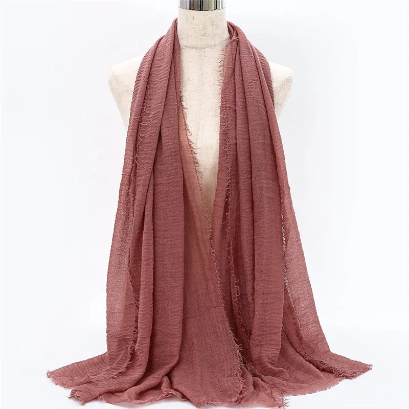 Wholesale Price 70*180cm Women Muslim Crinkle Hijab Scarf Femme Musulman Soft Cotton Headscarf Islamic Hijab Shawls And Wraps