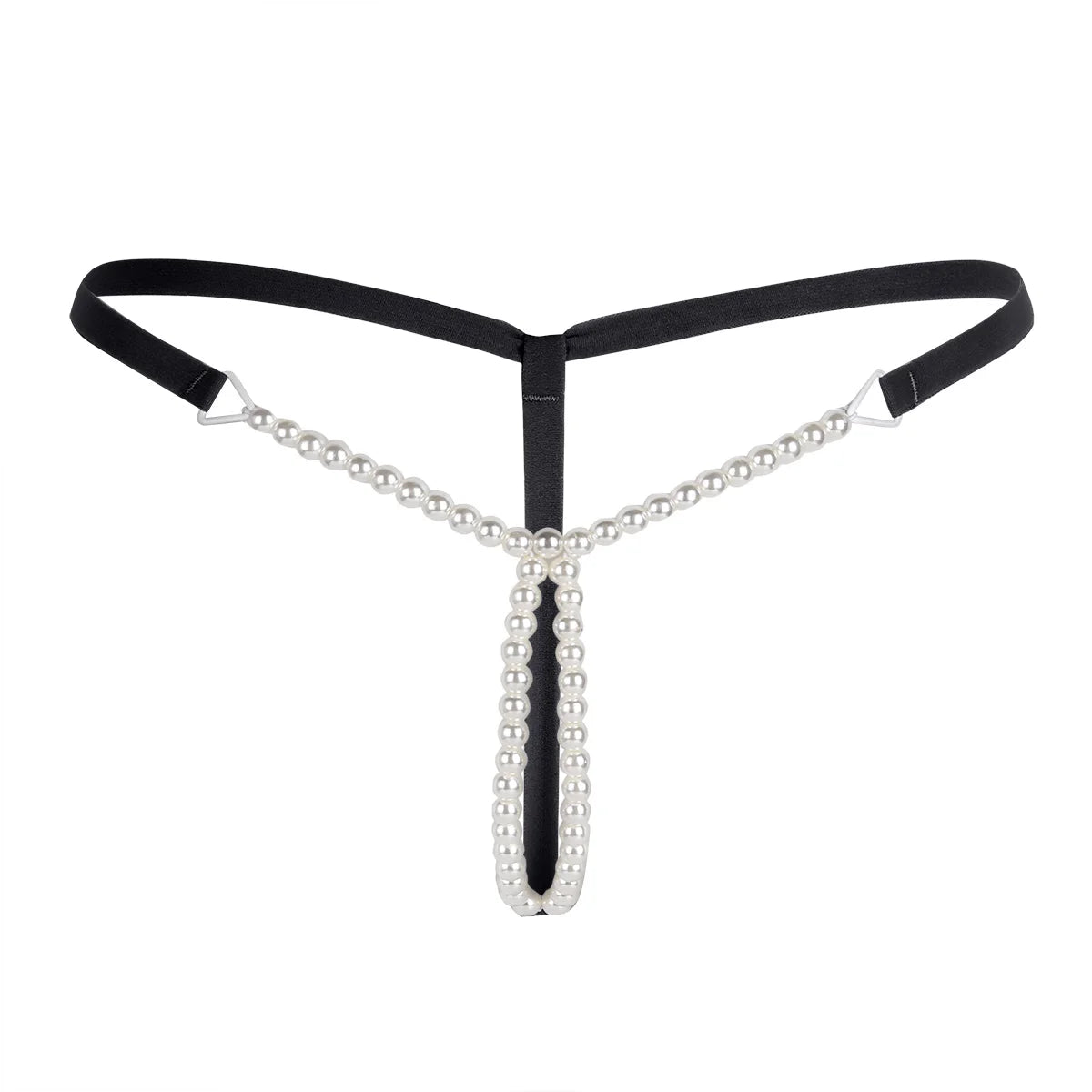 Women Erotic Mini Lingerie Low Rise T-Back Open Butt Stretchy Pearl G-String Thong Briefs Underwear